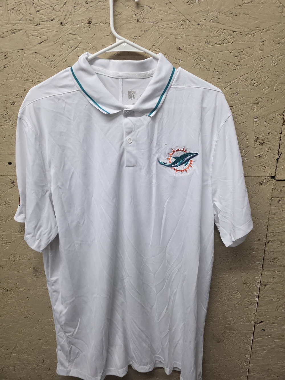 Nike White Miami Dolphins Polo with Teal Trim